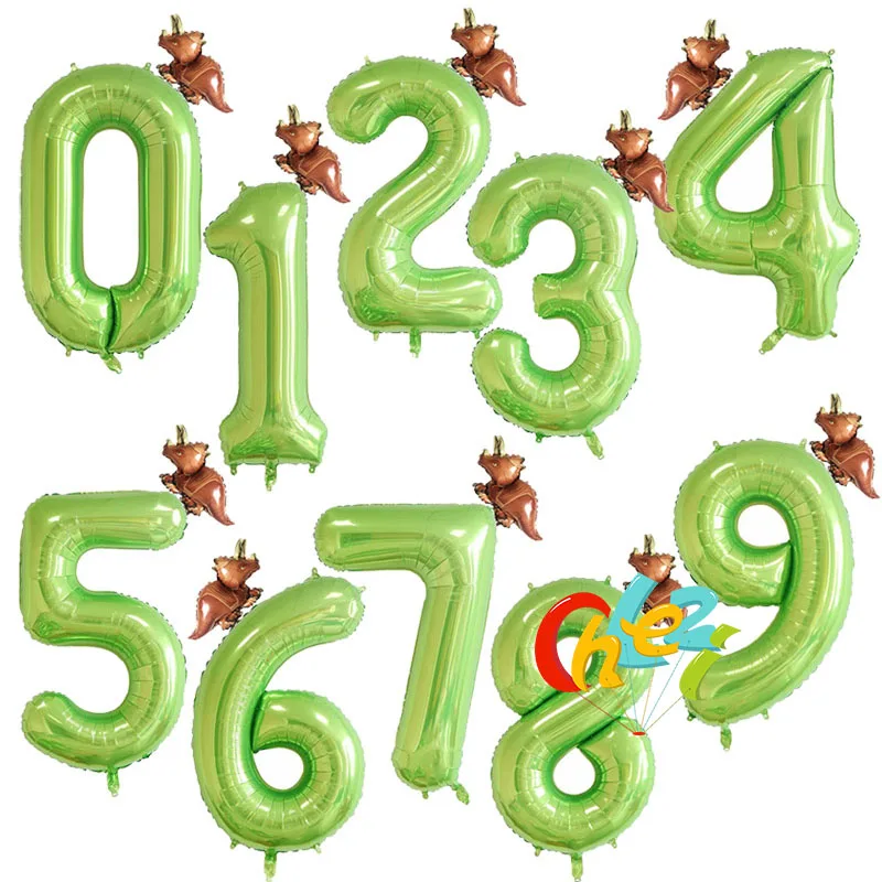 Динозавр 40 дюймов Динозавр зеленый номер фольги шары джунгли вечерние гелиевые шары для маленьких мальчиков день рождения, детский душ Globos украшения