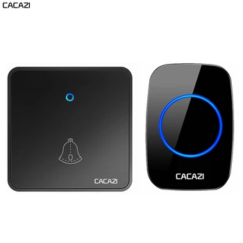 

CACAZI Home Wireless Doorbell Waterproof 300M Remote 2032 Battery Transmitter Receiver US EU UK Plug 0-110db Cordless Door chime