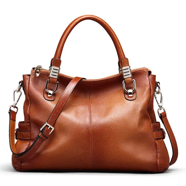 Nesitu Highend A4 Large Capacity Vintage Brown Genuine Leather Women Handbags Lady Shoulder Messeger Bag Female Totes M8866 1