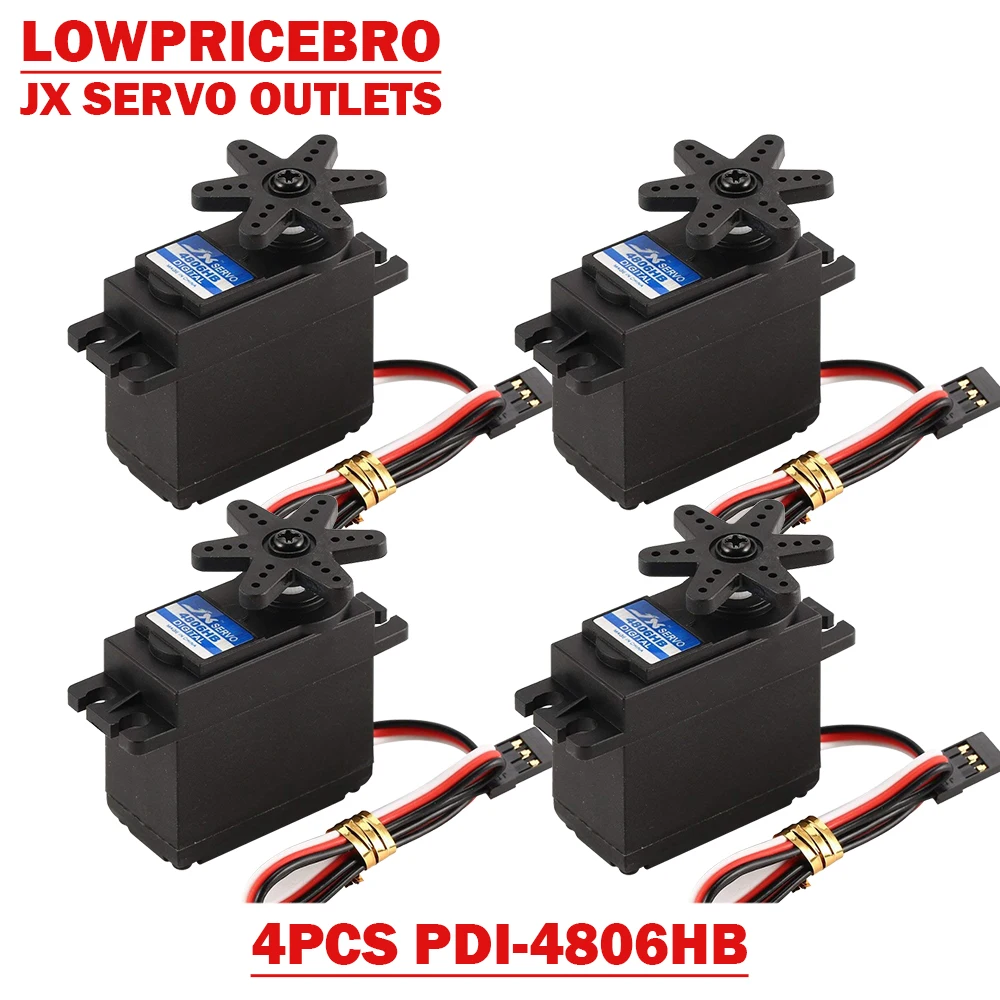 

4pcs/set JX PDI-4806HB 6.21kg Plastic Gear Digital Servo Motor for 1/10 1/8 RC Car Boat Fixed Wing Truck Buggy Helicopter