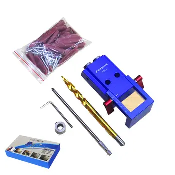 

DIY woodworking inclined hole Device Woodworking Pocket Hole Jig Kit Step Drill Bit Manual Locator Wood drilling guide kit