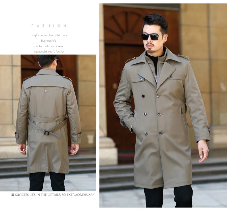 Два в одном Тренч Мужская брендовая одежда Высокое качество мужской s Тренч модная куртка-ветровка для мужчин X-long пальто зима