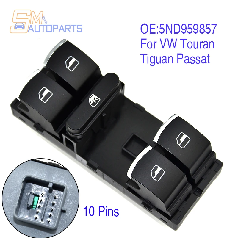 • Per Vw Touran Tiguan Passat B6 B7 Cc Golf Mk5 Mk6 Jetta Iii Amarok Lato Conducente Master Window Controller Interruttore Chrom