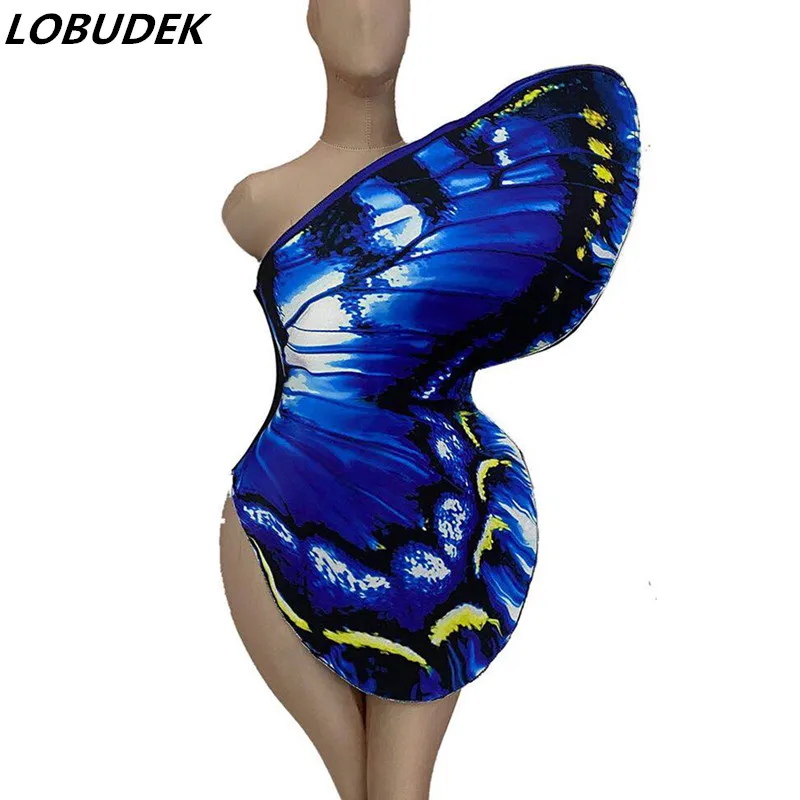 

Blue Butterfly Wings Dance Costume Halloween Cosplay Costume Festival Rave Party Show Role-playing Stage Wear For Singer Dancer