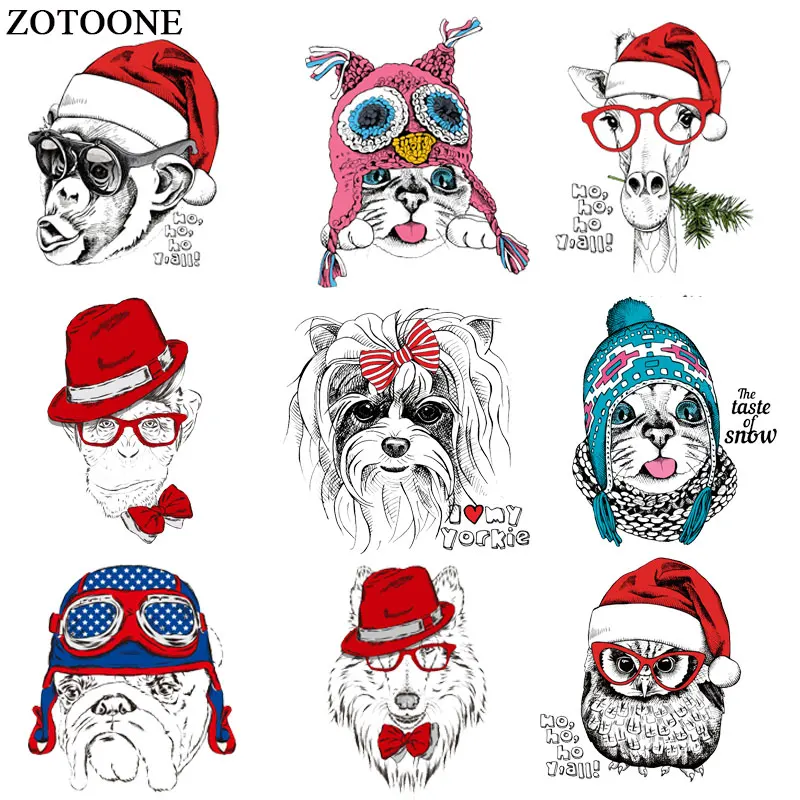 

ZOTOONE Cute Animal Dog Cat Patch Iron on Transfers for Clothing Applications DIY T-shirt Heat Transfers Appliques Stickers E