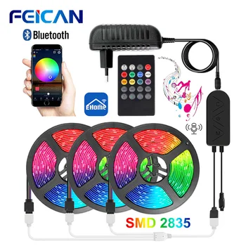 

Music LED Strip 15M 2835 Bluetooth RGB LED Strip Light Music Sync LED Lights for Room 12V Remote Control RGB Ambilight