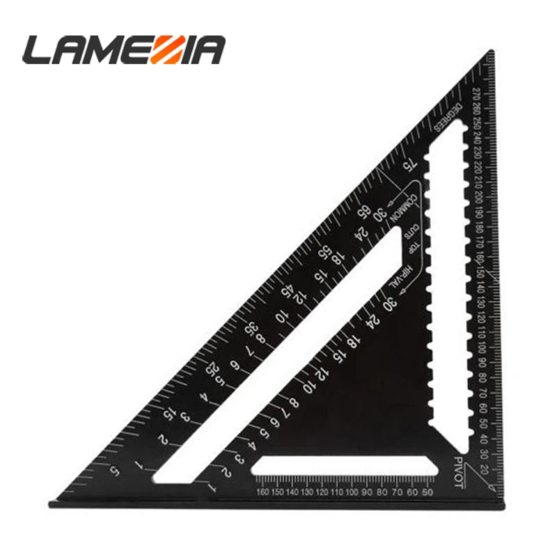

LAMEZIA 12 Inch Black Triangle Ruler For Square Layout Woodworking Gauge Measuring Tool