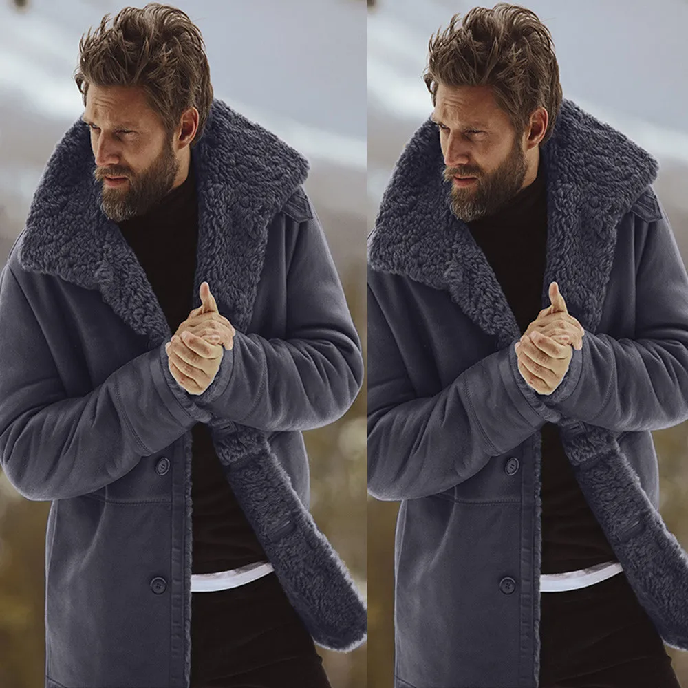 Мужская зимняя модная куртка из овчины, теплая шерстяная куртка с подкладкой из искусственного ягненка, пальто, верхняя одежда, повседневные мужские топы, блузка, стиль