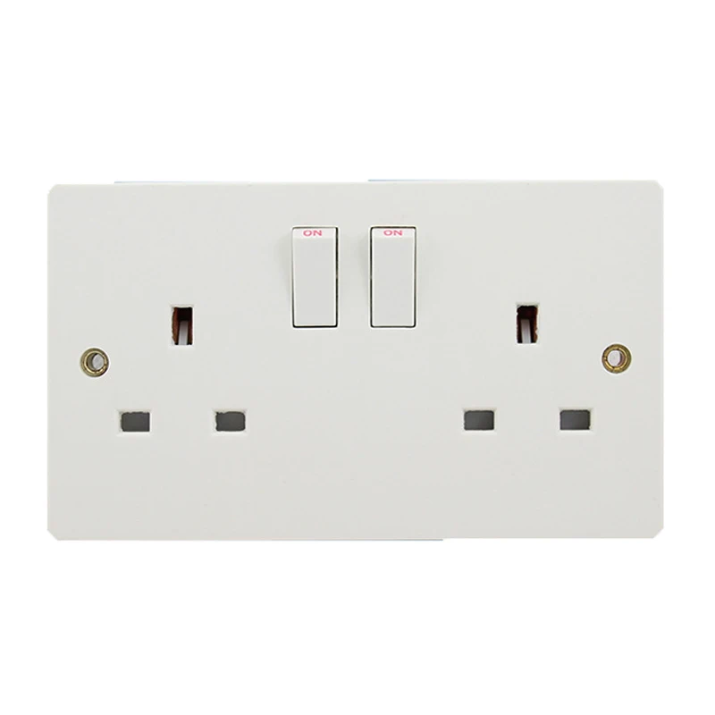 

13A 250V British Standard Wall Power Dual Outlets 146mm*86mm UK Socket Panel with Switch