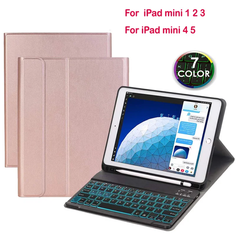 Чехол клавиатура с подсветкой Bluetooth для iPad mini 1 2 3 Apple 4 5 чехол держателем