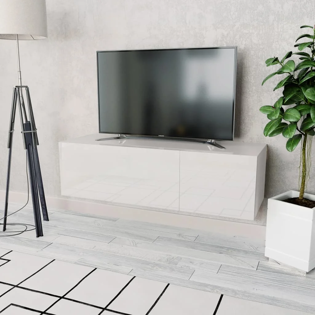 

White Tv Stand Living Room Furniture VidaXL Agglomerated TV Cabinet with Brightness Multifunction Corner Side Table 120x40x34cm