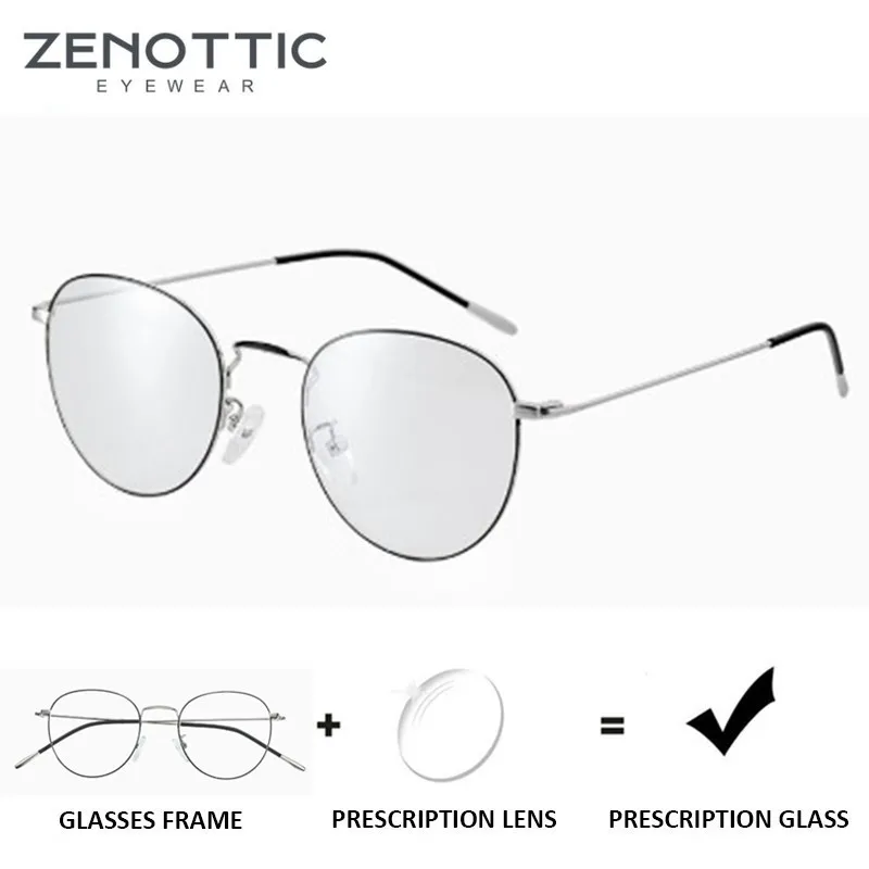 ZENOTTIC металлические очки по рецепту женский ультра-светильник круглые женские