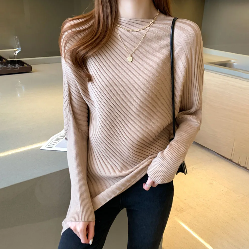 Sweater Women Autumn Winter 2021 New Irregular Patchwork Knitted Bottoming Shirt Korean Style Loose Outer Wear Ladies Pullover | Женская