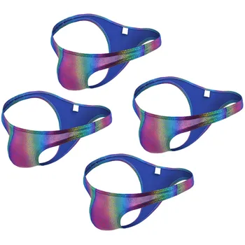 

Men's Sexy Underwear Transparent See Through Shorts Hot Lip Print Underpants 4PC Comfortable breathable sexy underwear men