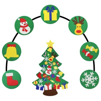 

DIY Felt Christmas Tree Decorations Kids Gifts Xmas Door Wall Hanging Ornaments Artificial Tree for Home Navidad Decor 2021