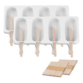 

2 Pcs Silicone sicle Molds Baking Mini Homemade Ice Cream Bar Cakesicle Mold with 100 Wooden Sticks