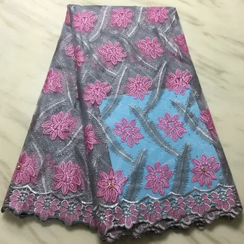 

New arrival flowers and leaves with stones and big rhinestones dress fabric PF34,Fast delivery top selling French Lace Fabric