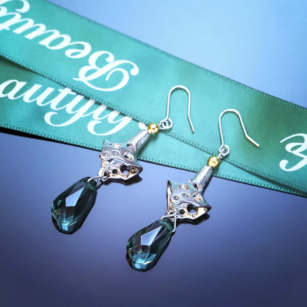 

VILAGE New Luxury Light Blue Topaz Earrings for Women 925 Standard Silver Earrings for Women Wedding Party Jewelry