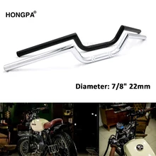 Универсальный руль Chopper Cafe Racer Cruiser Bobber Tracker, хромированный руль для мотоцикла 7/" 22 мм, руль с высокой посадкой