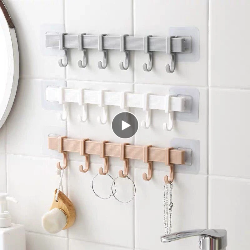 Cocina organizador 6 ganchos de la puerta de la pared titular Rack percha para cuchara de soporte de gancho de almacenamiento Puerta de baño ganchos