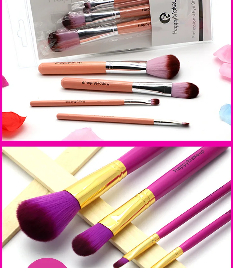 Happymakeup 4 шт. основа под макияж начинающих Кисть для нанесения румян порошок основная кисть для теней кисть для бровей, кисть, бутик костюм для подвижных игр, набор