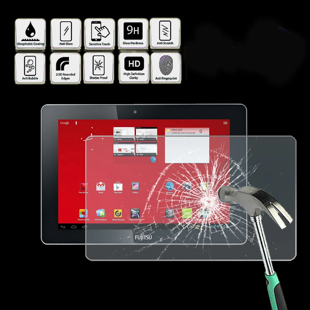 

Tablet Tempered Glass Screen Protector Cover for FUJITSU Stylistic M532 10.1"-Anti Fingerprint Screen Film Protector Guard Cover