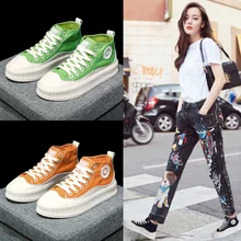 Новинка года; Женская парусиновая прогулочная обувь на платформе; кроссовки со звездами черного цвета; Роскошные спортивные кроссовки для девушек