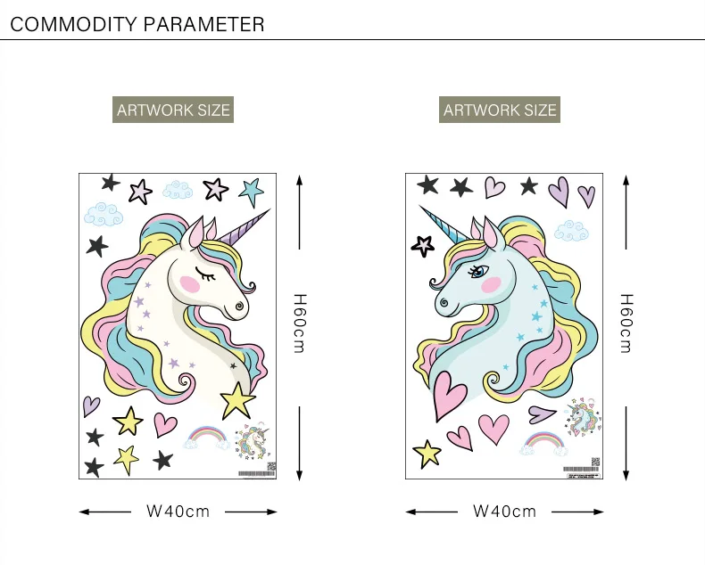 Removable Unicorn Wall Decals Stickers Decor