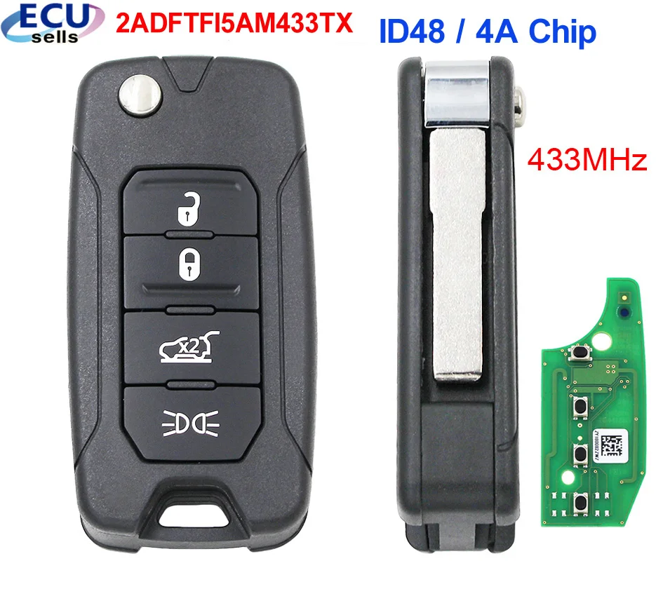 Folding Remote Key For Jeep Renegade 2015 2016 2017 2018 433mhz Megamos