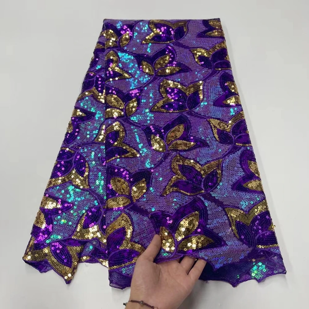 

Latest French Nigerian Laces Fabrics With Sequins African Lace Fabric High Quality French Tulle Lace Material