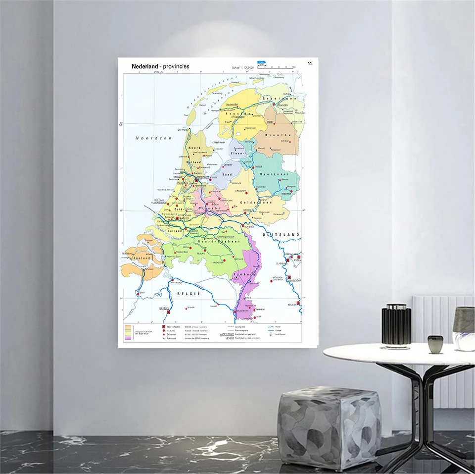 100*150cm The Netherlands Provinces Map Wall Poster Non-woven Canvas Painting Room Home Decoration School Supplies In Dutch