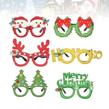 

6pcs Christmas Party Glasses Classic Christmas Themed Eyeglasses Christmas Decorative Eyeglasses Practical Photo Props for Famil