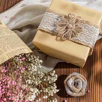 

30PCS Handmade Burlap Lace Flowers Rustic Lace Roses Flowers for DIY Craft Making and Christmas Home Wedding Party Decoration
