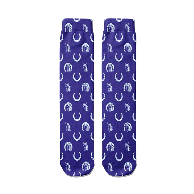 Fashion Horseshoe Cotton Socks For Women Men Leisure Sports Riding Compression Socks High Ankle Autumn Funny Horseshoe Socks Sox style8