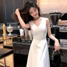 Однотонное вечернее платье стиль корейский стиль Простое Элегантное Вечернее Платье для банкета женское длинное платье подружки невесты