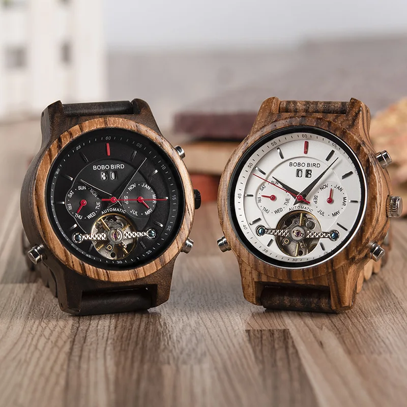 

2018 New Style BOBO Bird Wood Table Men Tourbillon Fully Automatic Analog Watch BOBO Bird Waterproof Watch
