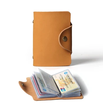 

Handmade Crazy Horse Genuine leather card holder women and men bank credit card case bus Card Wallet