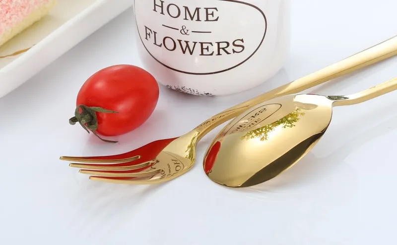 Creative Titanium Portable Tableware 6 Pieces Color 304 Stainless Steel Spoon Chopsticks Set Straw Combination