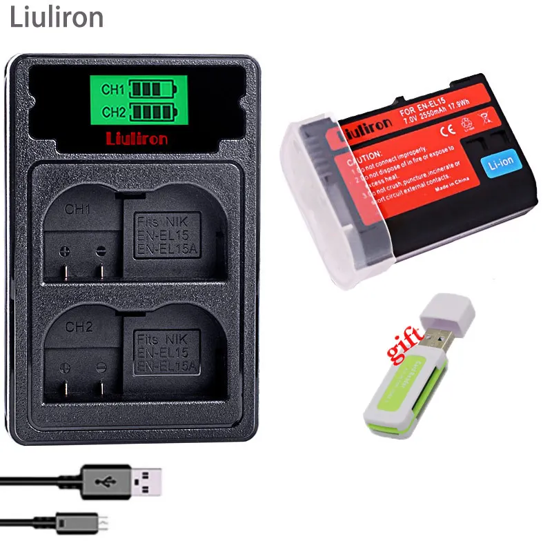 charger and 1battery EN-EL15 ENEL15 RU EL15 EL15A Камера Батарея для Nikon D500, D600, D610, D750, D7000, D7100, D7200, D800, D850, D810, D810A& 1 V1 скорость L15 - Цвет: charger and 1battery