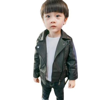 

Boys Leather Jacket Coat Tops Children's Clothing Boys Girls Long-Sleeved Pu Motorcycle Leather Baby Spring Jackets 1-7 Years