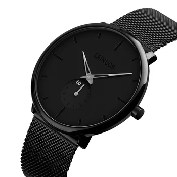 

New Style Mans Casual Black Stainless Steel Quartz Wristwatch Fashion waterproof sport Relogio Masculino Casual Male Clock Watch