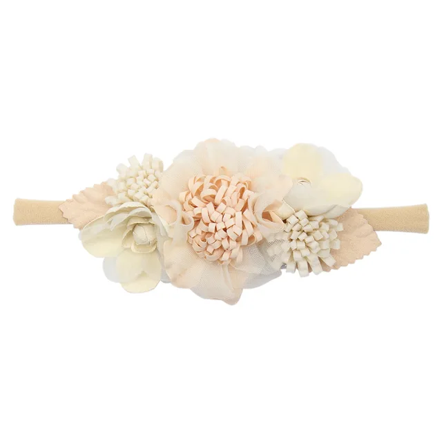 Floral Girls Headbands Newborn Baby Elastic Princess Hairbands Kids Pearl Flower Fresh Style Cute Hair Accessories Diademas 8