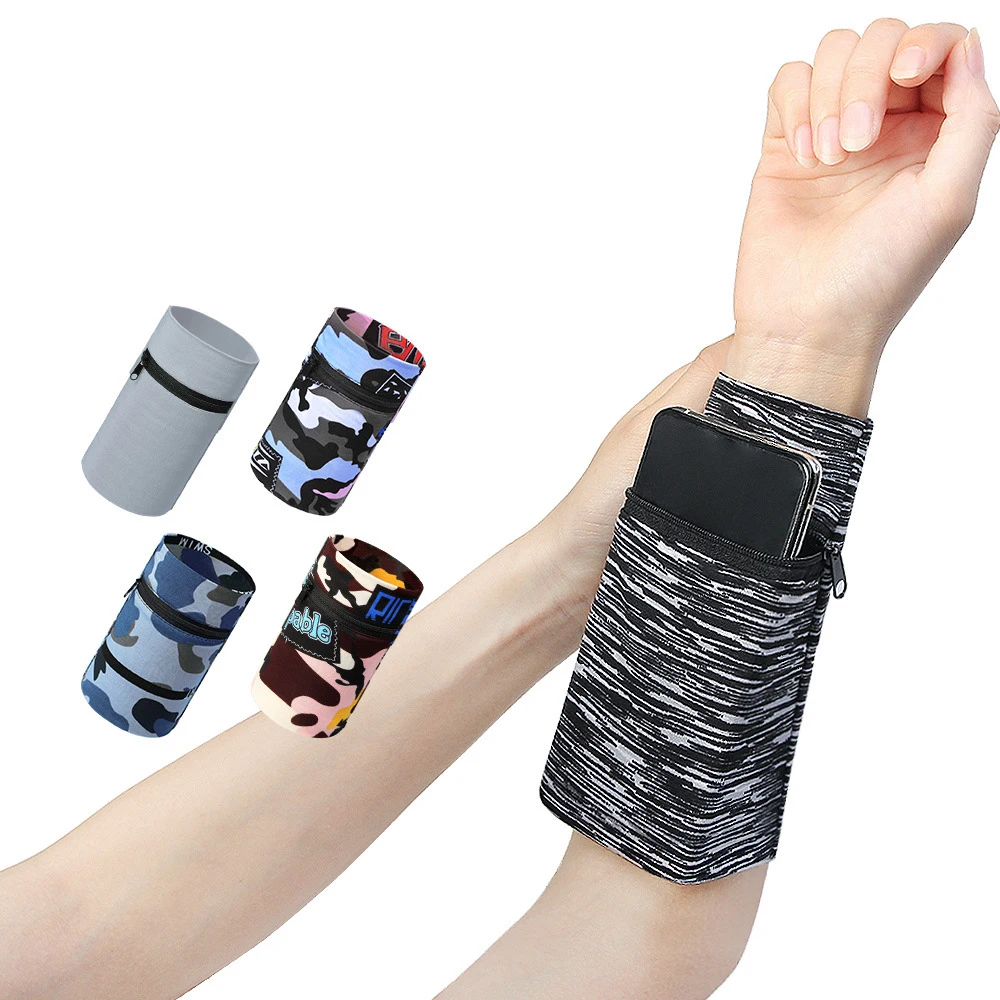 

QUESHARK Zipper Sport Wrist Wallet Multi-use Badminton Sweatband Phone Storage Gym Bag Tennis Running Wristband Arm Packs