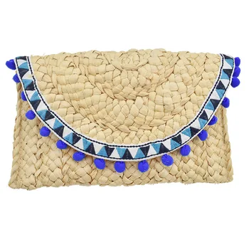 

Bohemian Rattan Purses Multi Tassels Women Straw Knitted Wallet Hand Bag Handmade Woven Summer Beach Long Hasp Bag Clutch