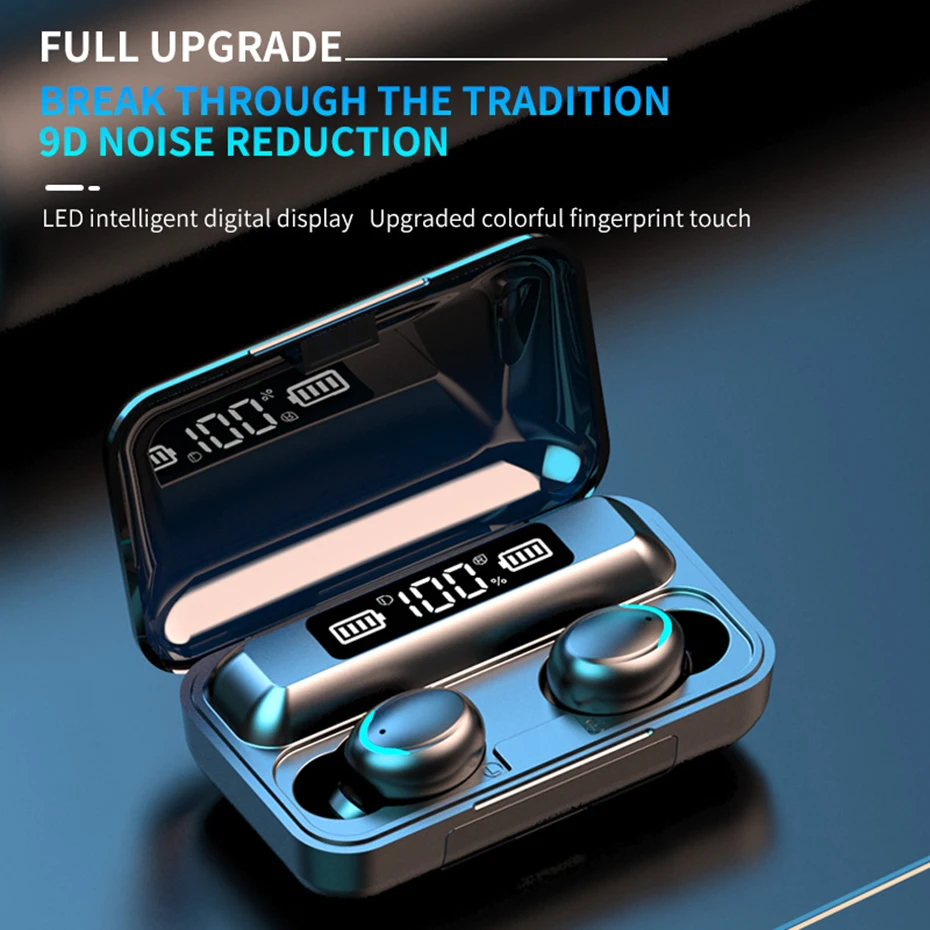 VIR WIR 9D Hifi Sport Wireless Earphone Bass TWS Fingerprint Touch Bluetooth Earbuds For Xiaomi iphone With Mic Waterproof IPX7