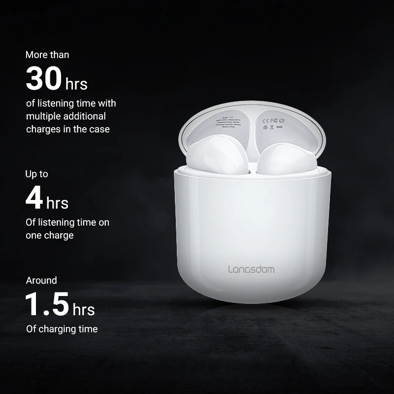 Langsdom Bluetooth 5 0 наушники TWS True беспроводные стерео с микрофоном для телефона iphone
