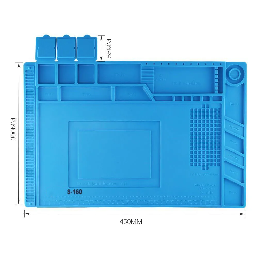Высокая термостойкость Силикагель Подушка телефон компьютер ремонт коврик антистатические магнитные части изолятор платформа синий колодки - Цвет: Синий