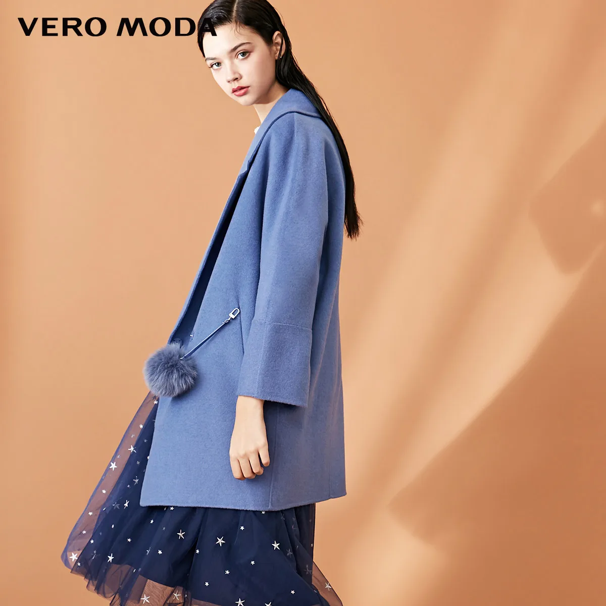 Vero Moda пальто женское парка женская зимняя куртка для женщин О товаре Для женщин шерсти светильник фиолетового цвета с круглым вырезом Форма чистый Шерстяное пальто | 318327525