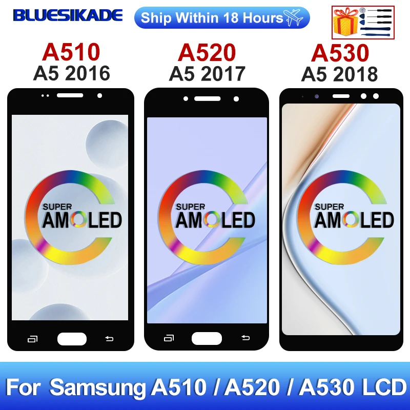 ЖК-дисплей AMOLED для Samsung Galaxy A510 A520 дисплей A530 сенсорный экран дигитайзер A510F A520F A530F