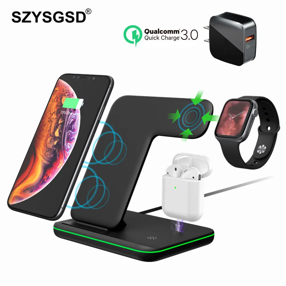Универсальное беспроводное зарядное устройство Qi 15 Вт для iPhone 12 XR 8 Samsung быстрая
